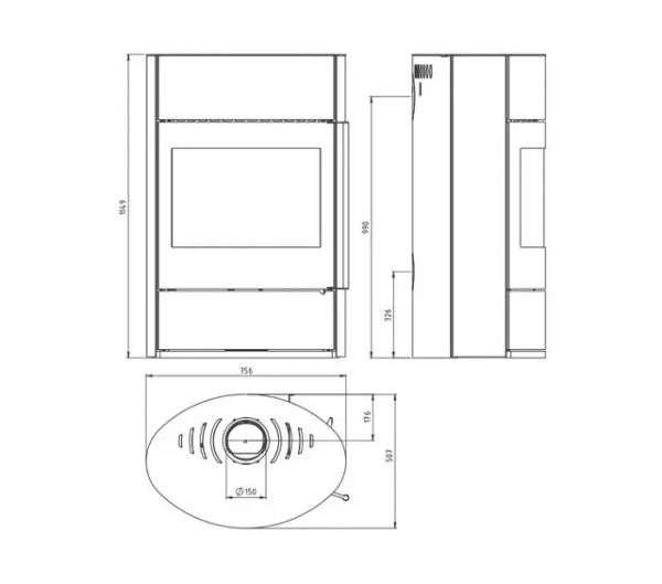 Піч-камін Color Stove J3 GREY STEEL BLACK CERAMICS — изображение 2