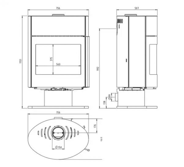 Піч-камін Color Stove J6 BLACK STEEL SERPENTINE — изображение 2