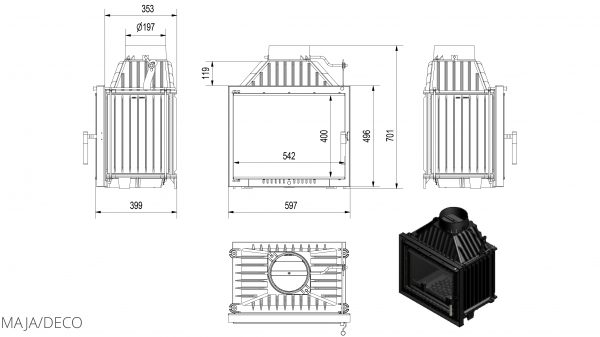 Камінна топка Kratki MAJA 12 DECO (12,0 кВт) - Зображення 3