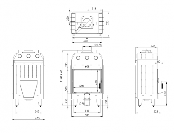 Каминная топка BOKAR 6050 (14,4 kW) White Ceramatex — изображение 10