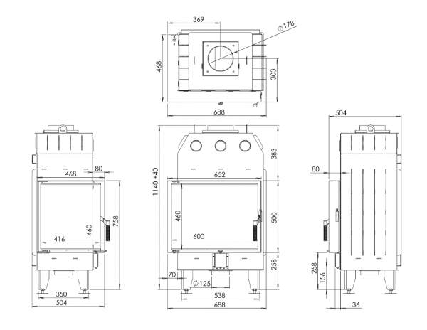 Угловая каминная топка BOKAR 655047L (14,5 kW) Black Ceramatex левая — изображение 9