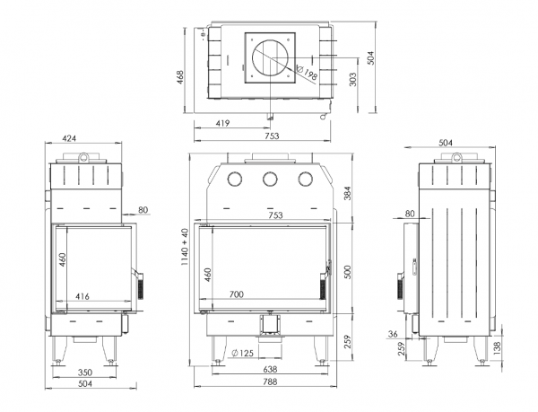 Угловая каминная топка BOKAR 755047 L (15,2 kW) White Ceramatex левая — изображение 10