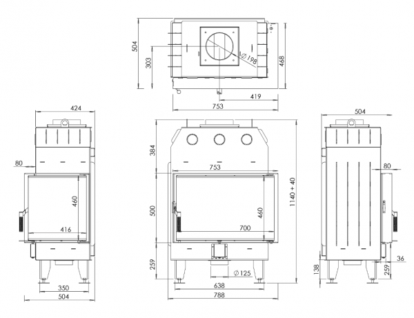 Кутова камінна топка  BOKAR 755047 R (15,2 кВт) White Ceramatex права - Зображення 10