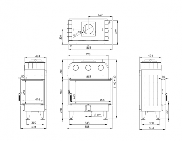 Угловая каминная топка BOKAR 855047 R (17,0 kW) White Ceramatex правая — изображение 10