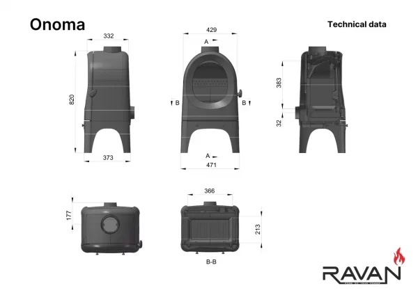 Чавунна піч-камін Ravan Onoma 9 кВт - Зображення 10