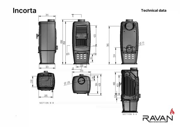 Чавунна піч Ravan Incorta 10 кВт - Зображення 6
