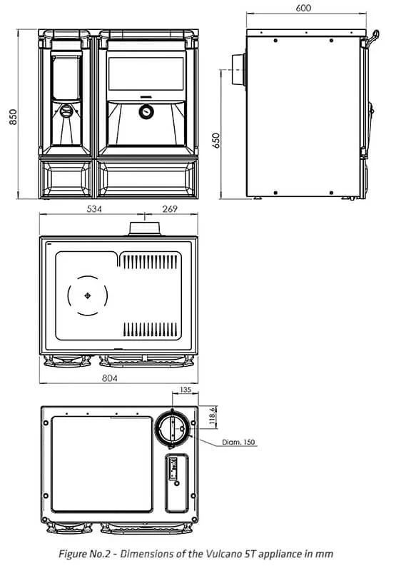 Чавунна кухонна піч з водяним контуром Vulkano Boiler 7T E3 - Зображення 9