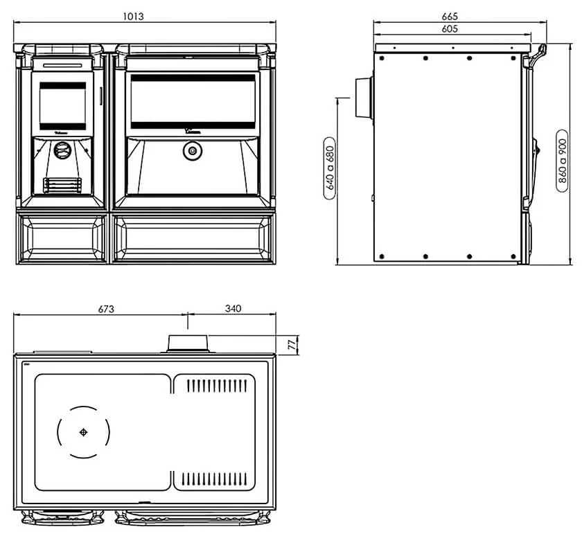 Чавунна кухонна піч з водяним контуром Vulkano Boiler 7T E3 - Зображення 11