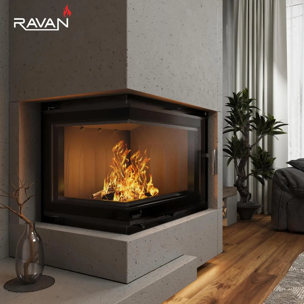 Каминная чугунная топка на дровах Ravan угловая IMPERIAL 700 L (левая) — изображение 5