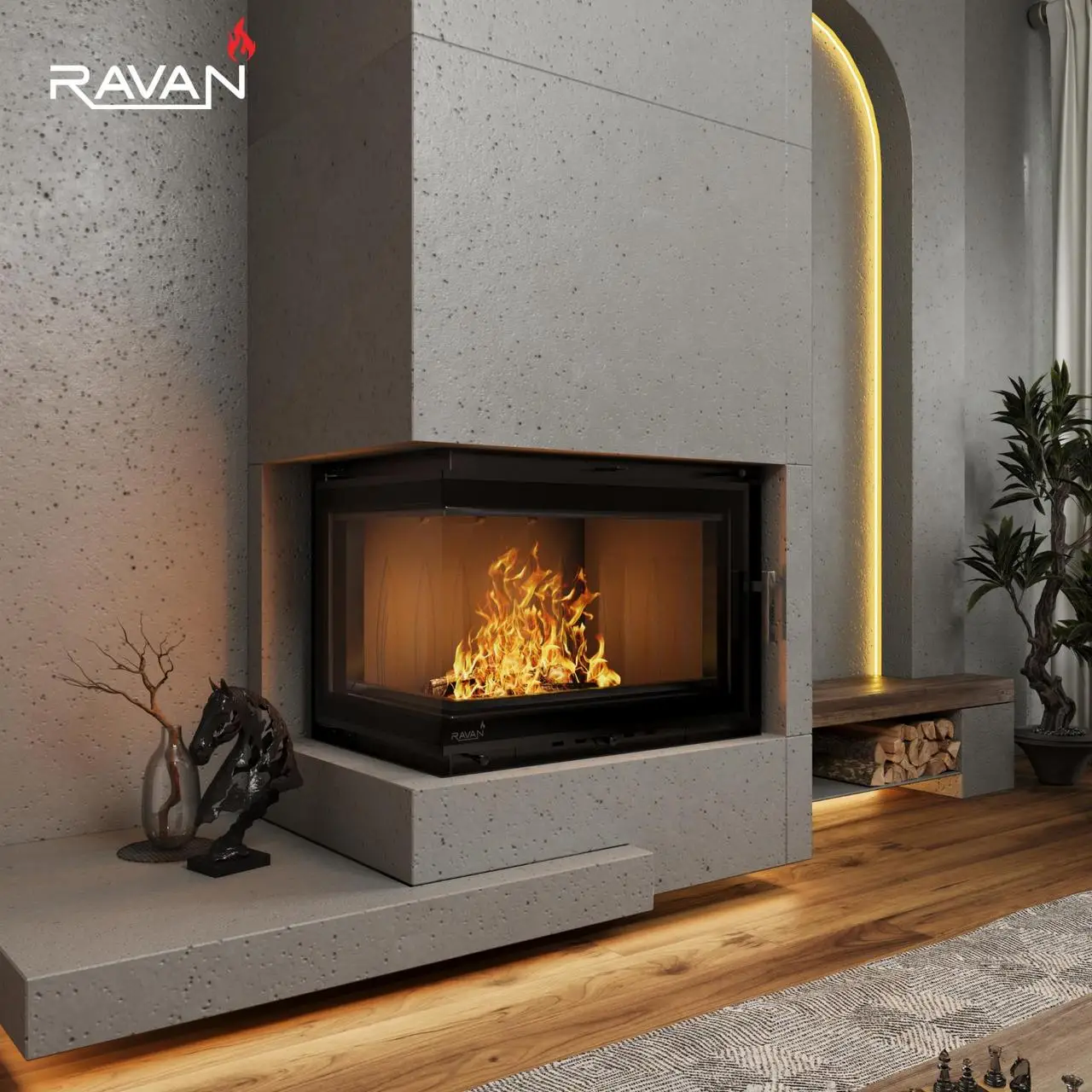 Каминная чугунная топка на дровах Ravan угловая IMPERIAL 700 L (левая) — изображение 6