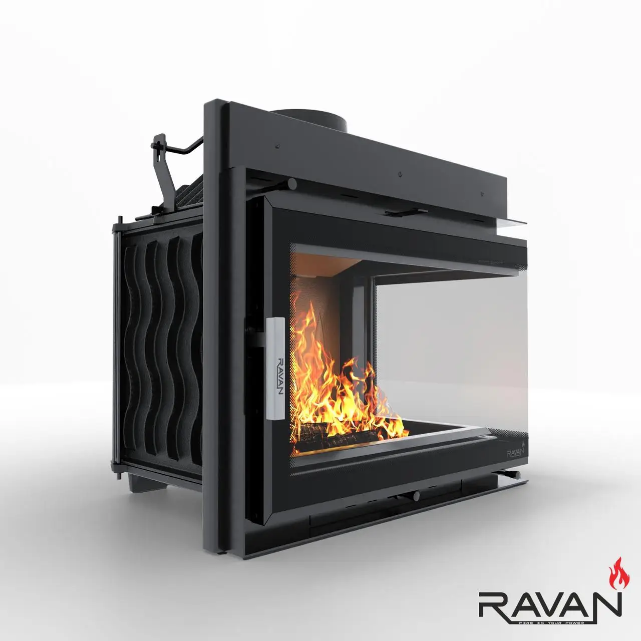 Каминная чугунная топка на дровах Ravan угловая IMPERIAL 700 R (правая) — изображение 3