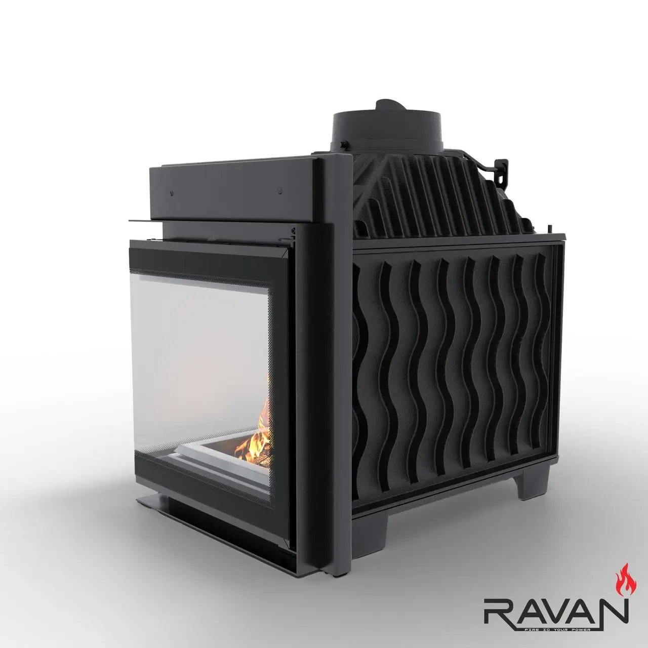 Каминная чугунная топка на дровах Ravan угловая IMPERIAL 700 R (правая) — изображение 4