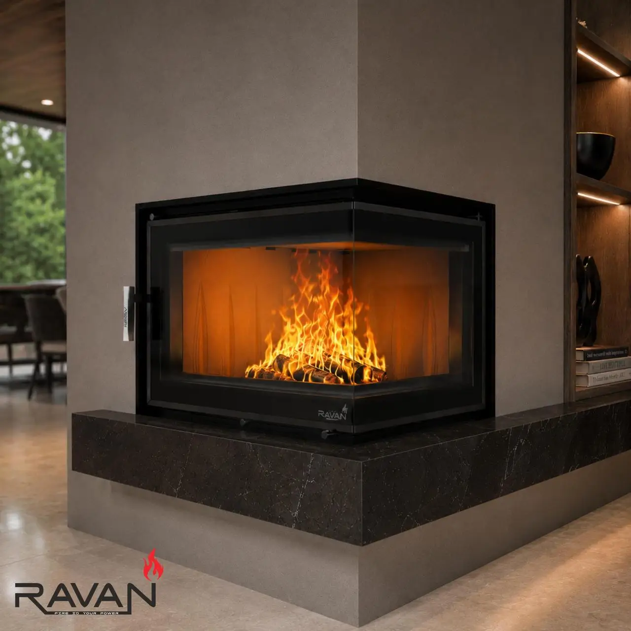 Каминная чугунная топка на дровах Ravan угловая IMPERIAL 700 R (правая) — изображение 5