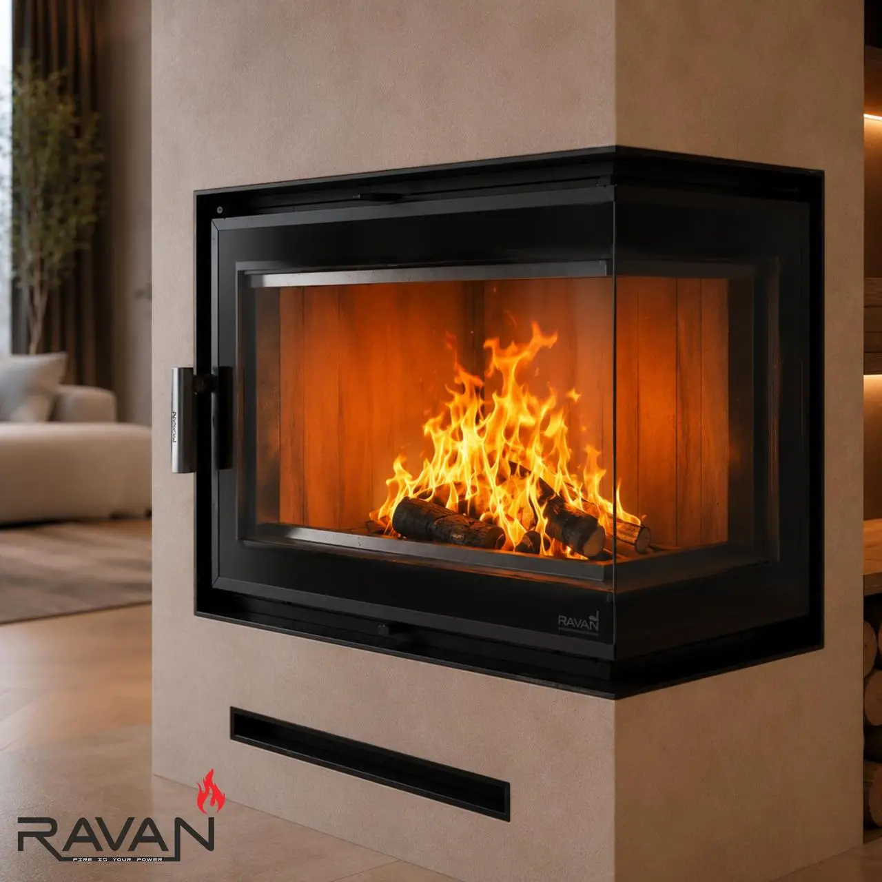 Каминная чугунная топка на дровах Ravan угловая IMPERIAL 600 R (правая) — изображение 9