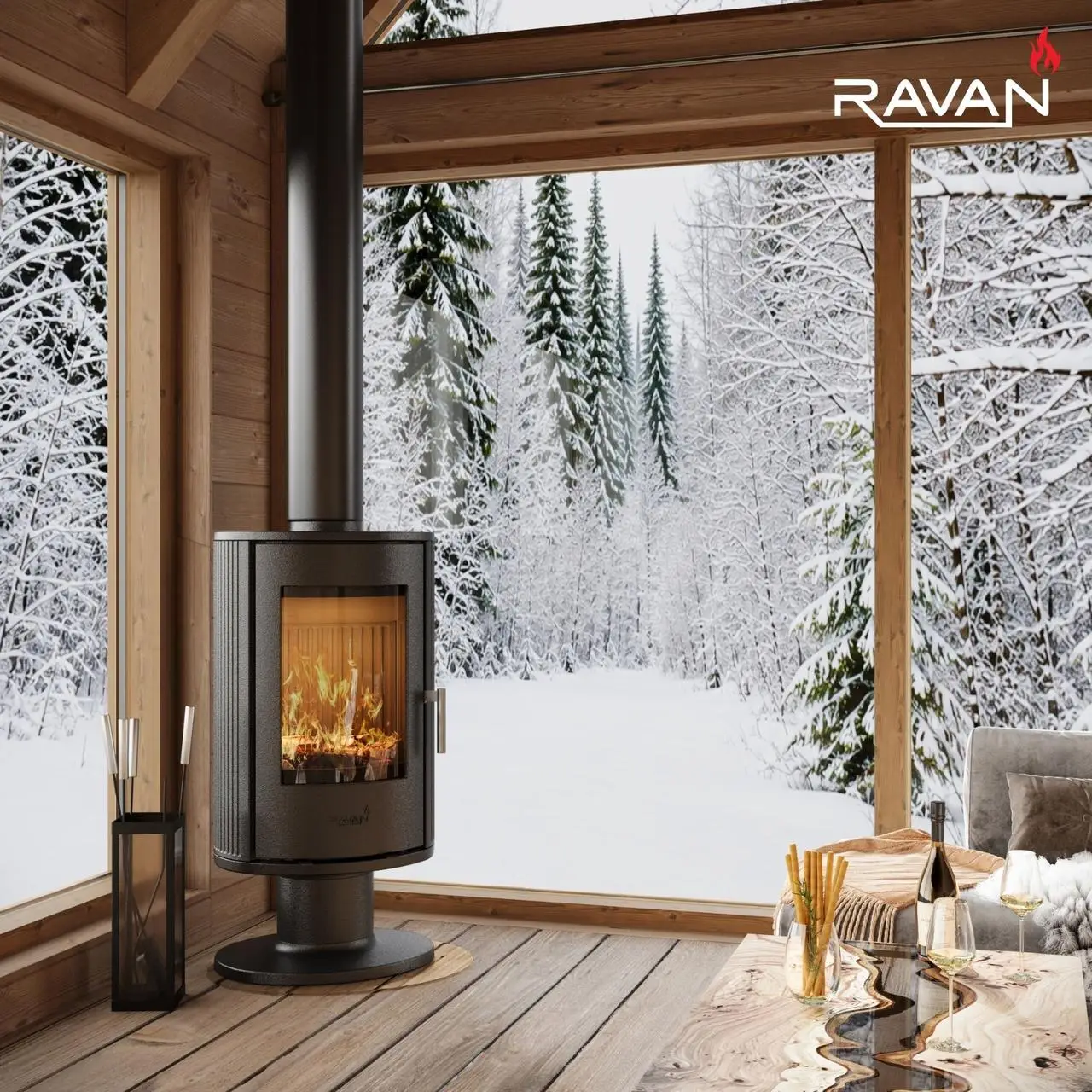 Чугунная печь-камин Ravan Auron 12 кВт — изображение 6