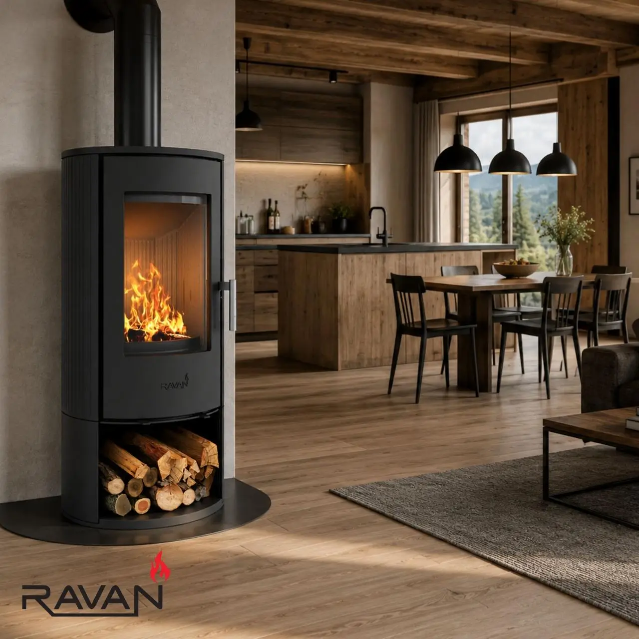 Чугунная печь камин Ravan Elis 10 кВт — изображение 5