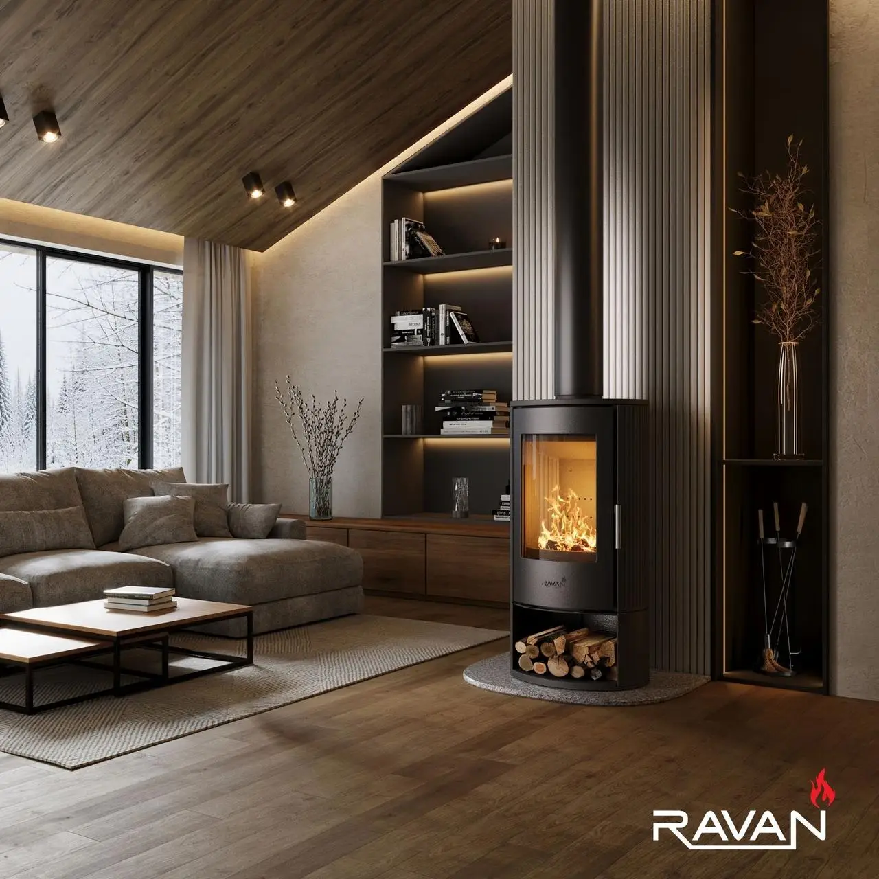 Чугунная печь камин Ravan Elis 10 кВт — изображение 6