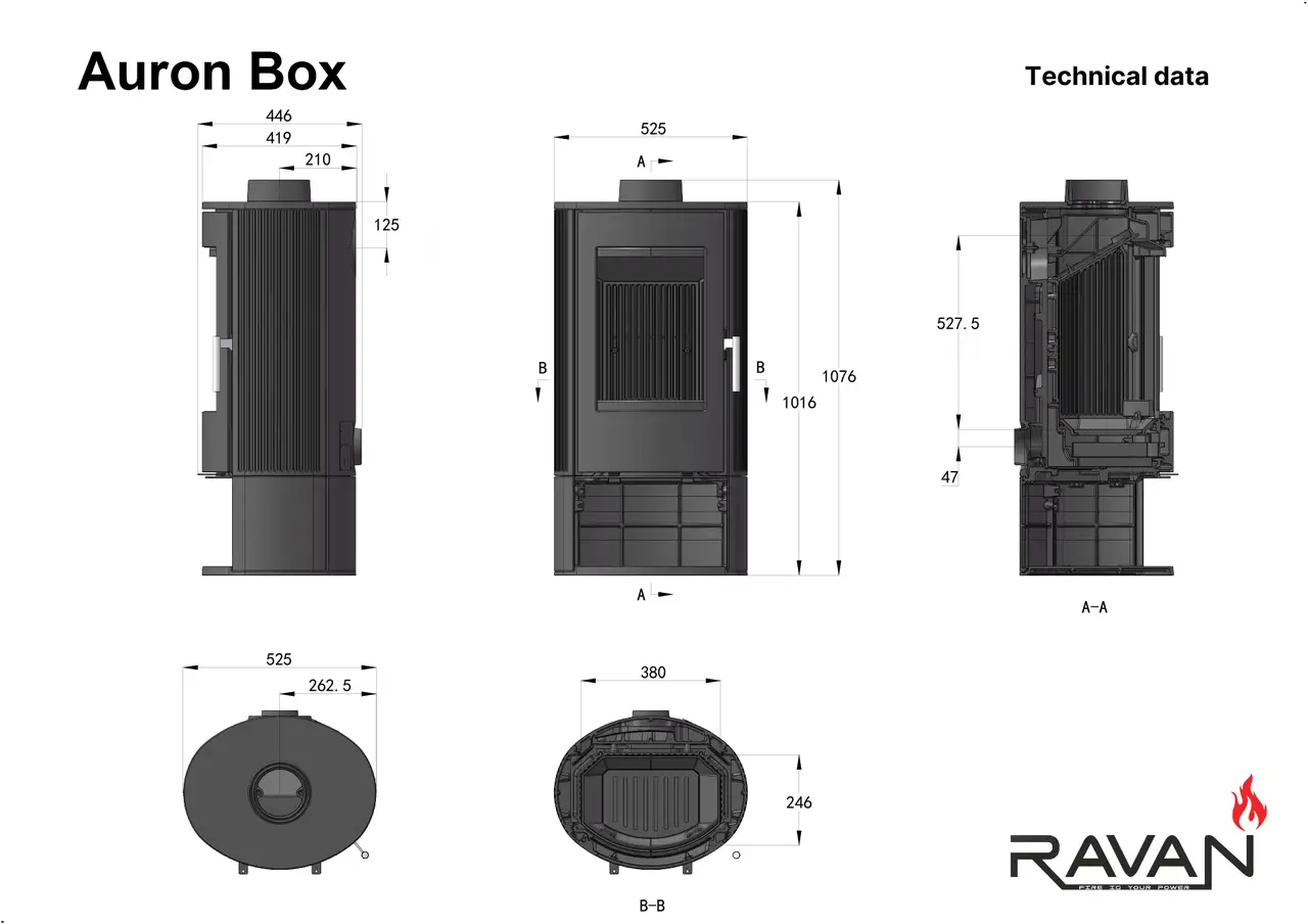 Чугунная печь камин Ravan Elis 10 кВт — изображение 8