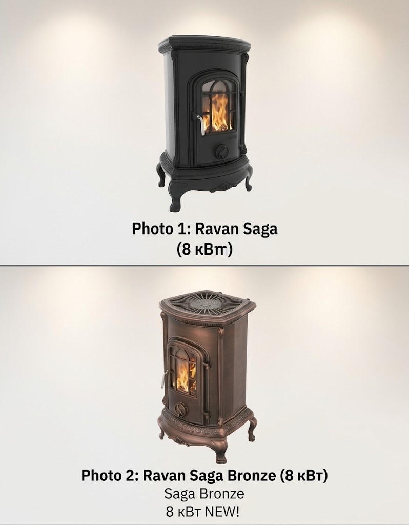 Чавунна піч-камін Ravan Saga Bronze 8 кВт - Новинка - Зображення 2